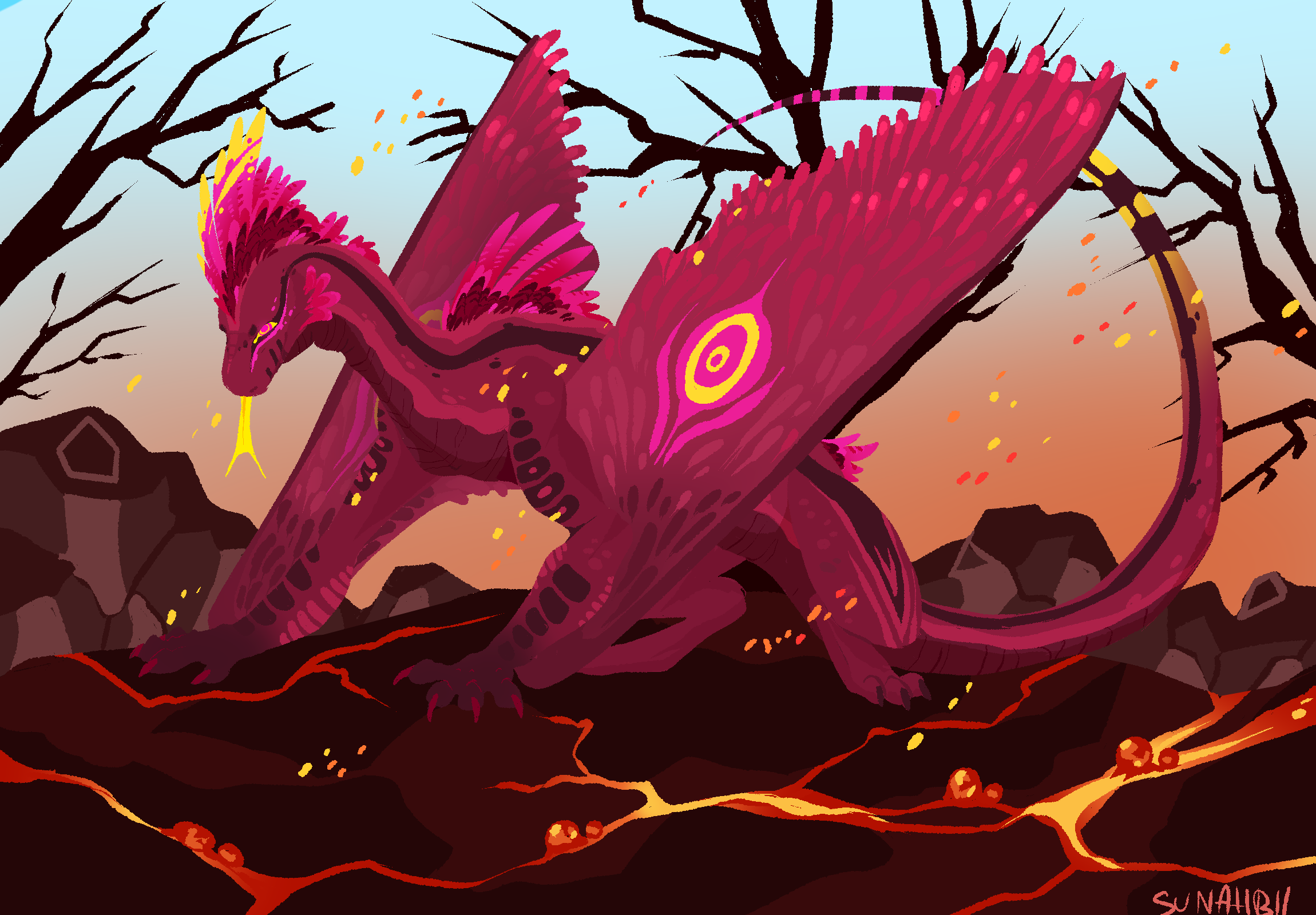 Fullbody of a red wyvern